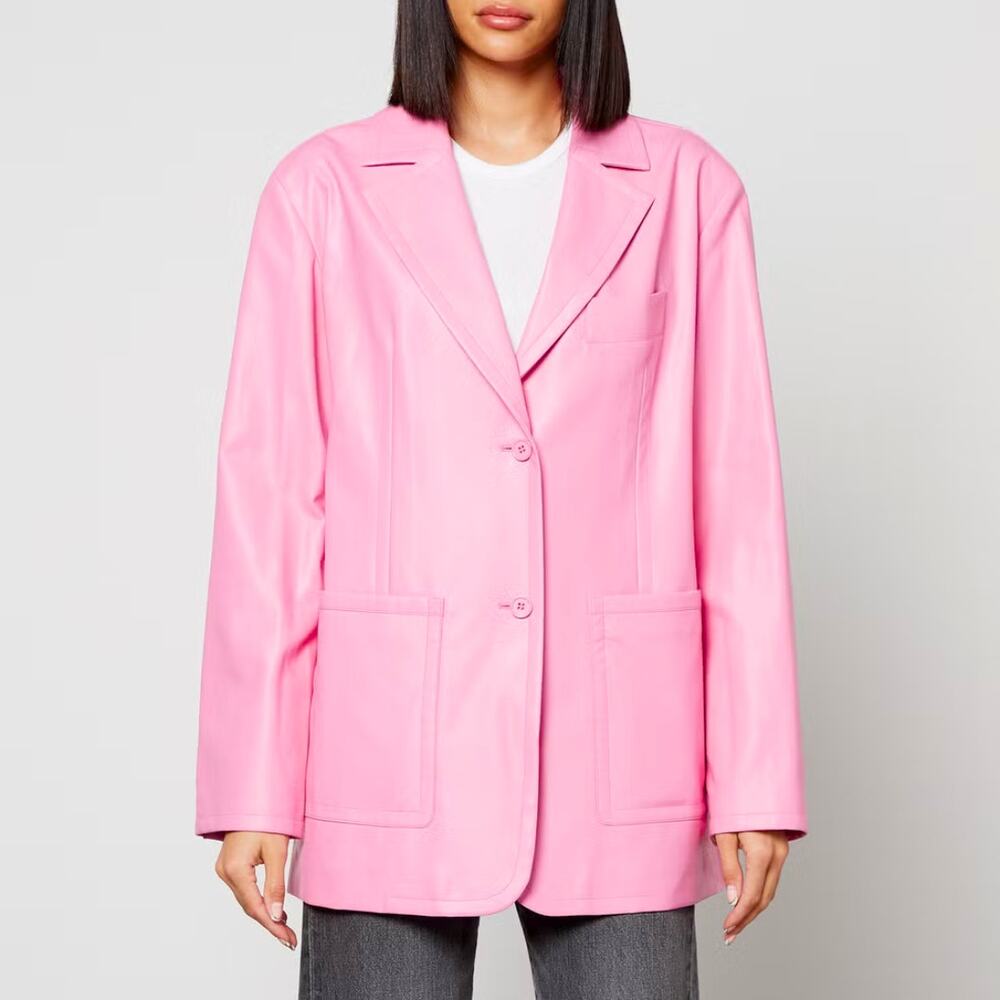 Stand Studio Keeva Pink Blazer NEW Faux Leather Luscious Bubblegum NWT Size 34